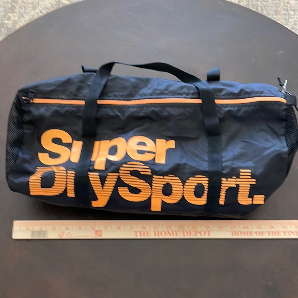 Superdry Black and Orange Duffel Bag for Sports